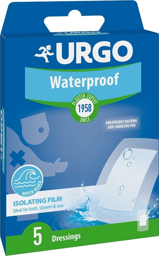 URGO WATERPROOF Voděodolná náplast 10x6cm 5ks NOVÁ