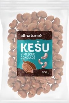 Allnature Kešu v mléčné čokoládě 500g