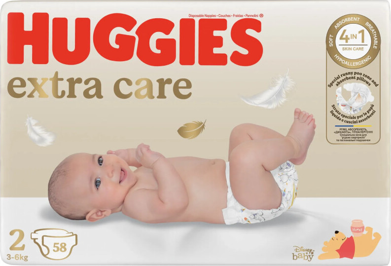 HUGGIES extra care 2 3-6kg 58ks