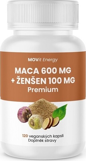 MOVit Maca 600 mg+Ženšen 100mg PREMIUM cps.120