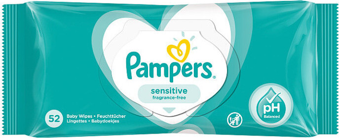 Pampers Dětské čistící ubrousky Sensitive 52ks