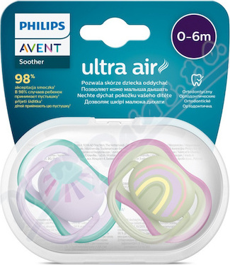 Philips AVENT Šidít.Ultra air 0-6m dívka/obráz.2ks