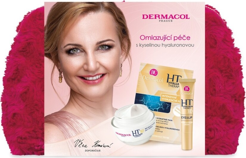 Dermacol Hyaluron Therapy 3D remodelační denní krém 50 ml + remodelační krém na oči a rty 15 ml + intenzivní hydratační a remodelační maska 2 x 8 g + kosmetická taška