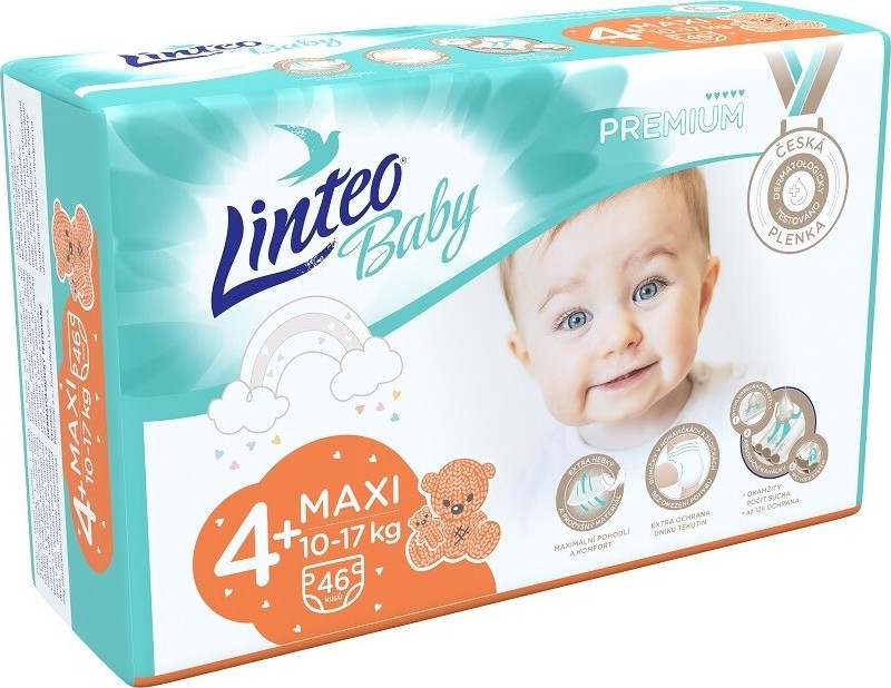 Dětské plenky LINTEO BABY PREM.MAXI+ 10-17kg 46ks