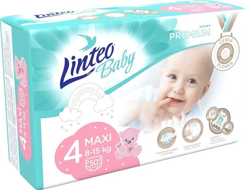 Dětské plenky LINTEO BABY PREMIUM MAXI 8-15kg 50ks