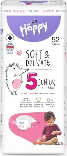 Happy Soft&Delicate 5 dětské pleny 11-18kg 52ks