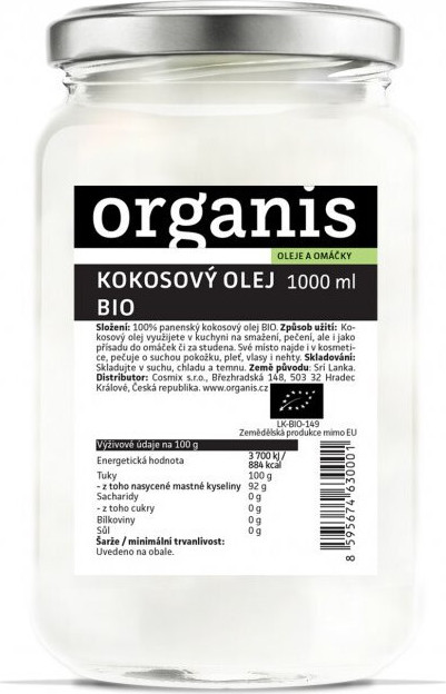 Organis Kokosový olej panenský BIO 1000ml