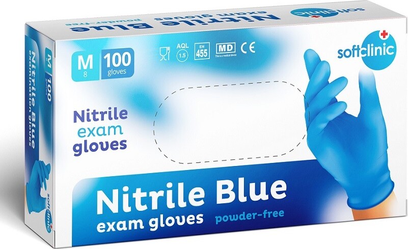 SOFTCLINIC Nitril modré nepudrované 100 ks
