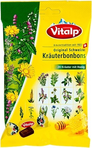 VITALP Švýcarské bonbóny 20 bylin s medem 75g