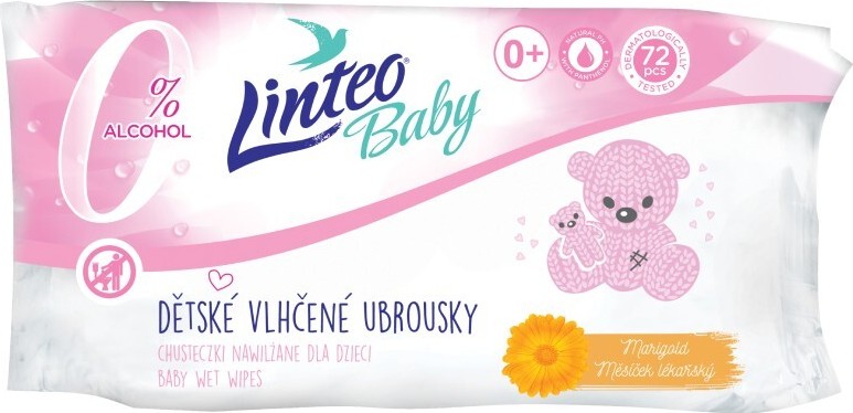 Vlhčené ubrousky LINTEO BABY s měsíčkem lék.72ks