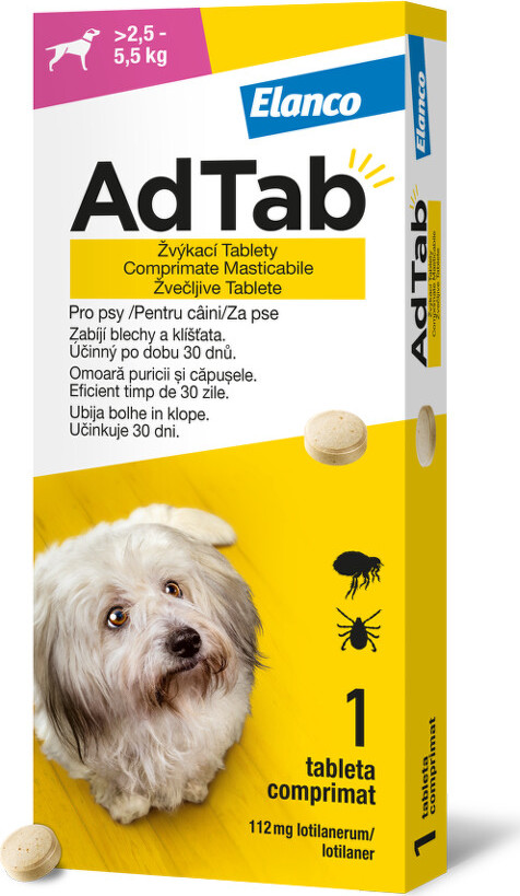 AdTab 112mg žvýkací tablety pro psy >2.5-5.5kg 1ks