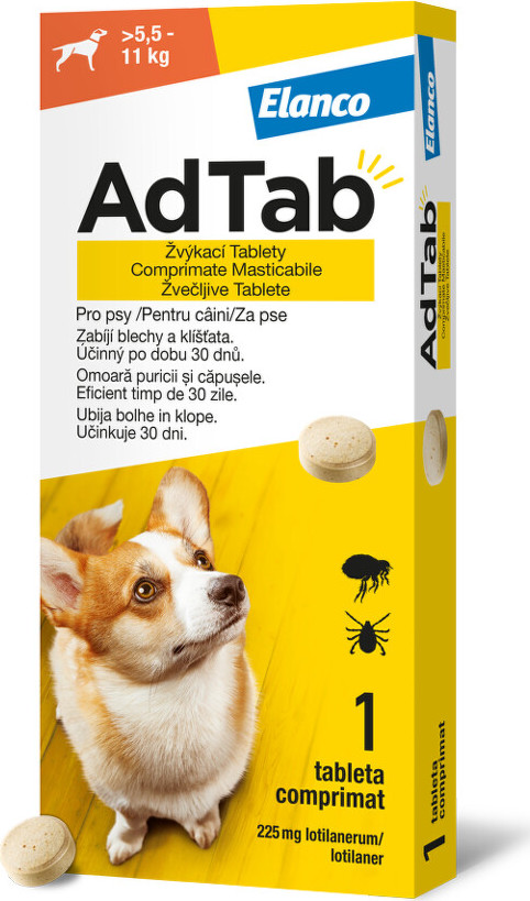 AdTab 225mg žvýkací tablety pro psy >5.5-11kg 1ks