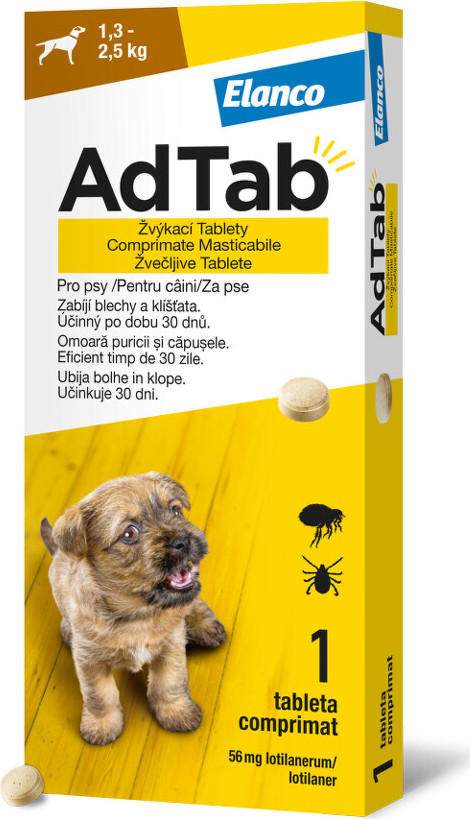 AdTab 56mg žvýkací tablety pro psy 1.3-2.5kg 1ks