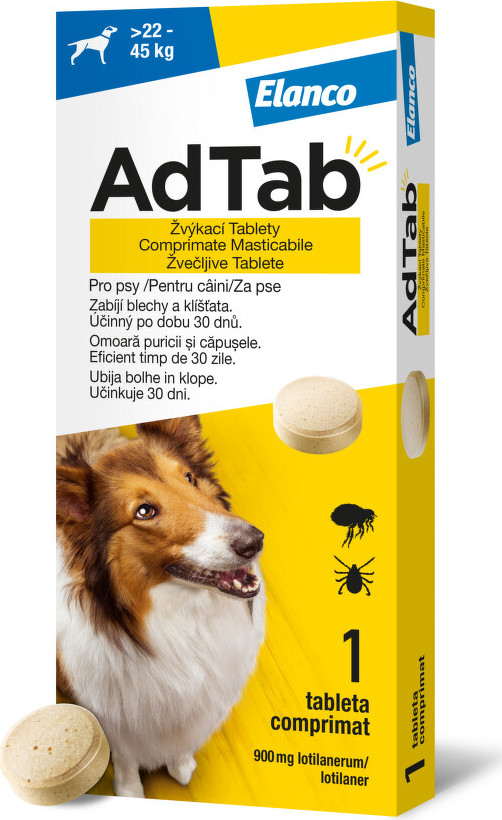 AdTab 900mg žvýkací tablety pro psy >22-45kg 1ks