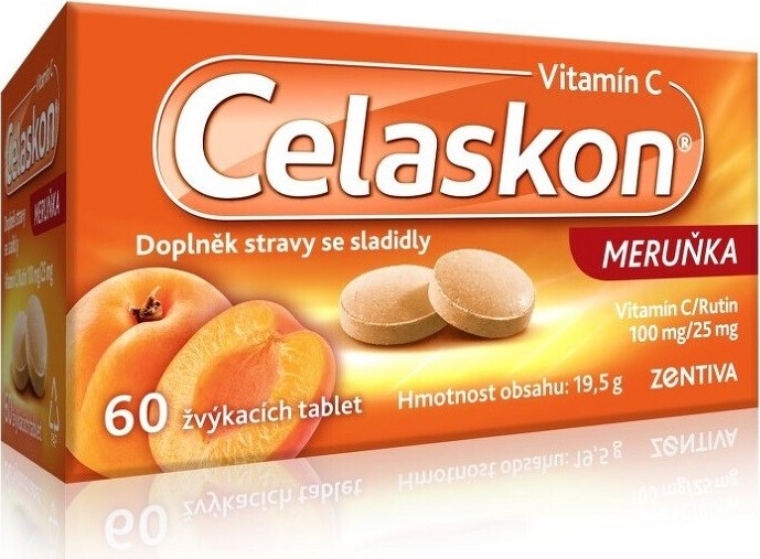 Celaskon meruňka 100mg 60 žvýkacích tablet