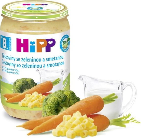 HiPP JUNIOR BIO Těstoviny se zeleninou a smetanou 220g
