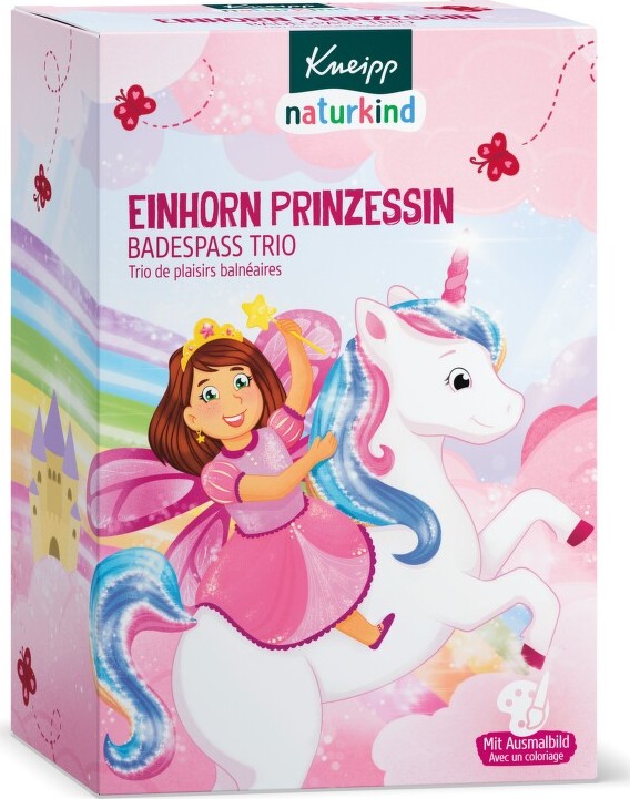 Kneipp Kids Unicorn Princess sada pěna do koupele Sea Princess 40 ml + sůl do koupele Unicorn Dust 60 g + bomba do koupele Unicorn Paradise 85 g pro děti