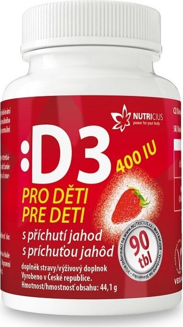 Vitamín D3 400IU  jahoda tbl.90