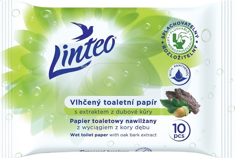 Vlhčený toaletní papír LINTEO s dubovou kůrou 10 ks