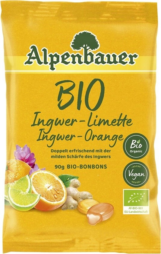 Alpenbauer Bonbóny Zázvor-pomeranč-limetka BIO 90g