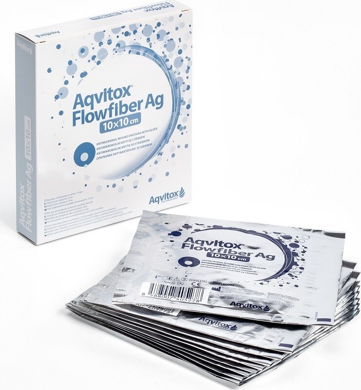 Aqvitox Flowfiber Ag 10x10cm antimikrobiální 10ks