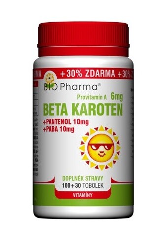 Bio Pharma Beta Karoten 6 mg 130 kapslí + Pantenol 10 mg + PABA 10 mg