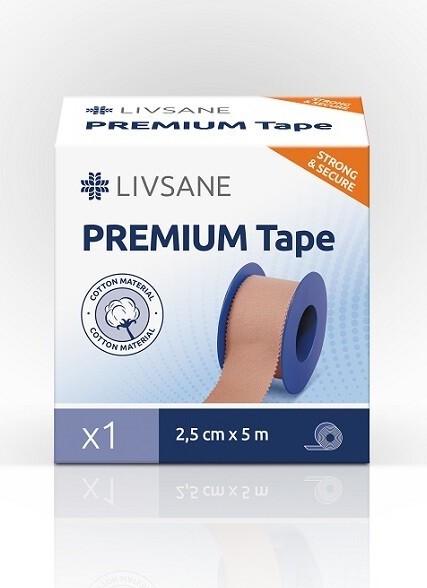 LIVSANE Tejpovací páska premium 2.5cm x 5m fixační tejpovací páska 5 m