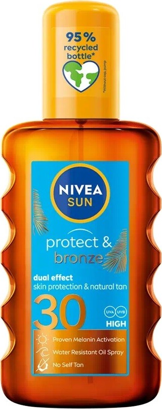Nivea Sun Protect & Bronze olej na opalování spray podporující zhnědnutí SPF30 200 ml
