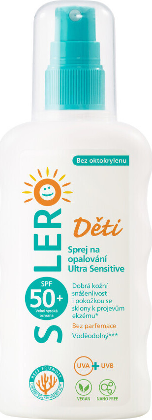 SOLERO Sprej na opalování Sensitive Děti SPF50+ 200ml