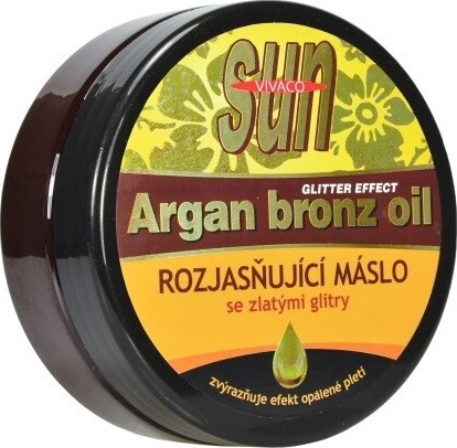 Vivaco Sun Argan Bronz Oil Glitter Aftersun Butter poopalovací máslo s arganovým olejem a třpytkami 200 ml