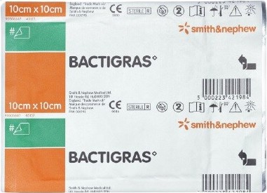 Bactigras Krytí antisept.s mastí 10 x 10cm/10 ks