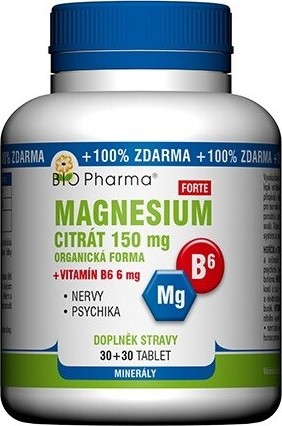 BIO Pharma Magnesium citrát 150 mg + Vitamin B6 60 tablet