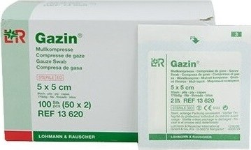 Gazin gáza hydrofilní skládaná komprese sterilní 5 x 5 cm 100 ks