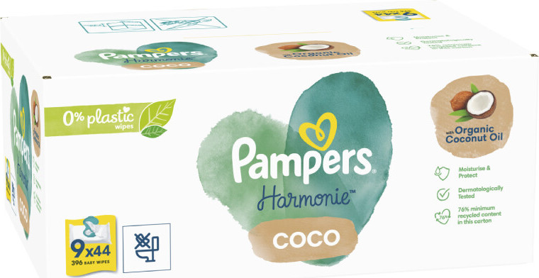 PAMPERS Coconut Pure vlhčené ubrousky 9x44 ks