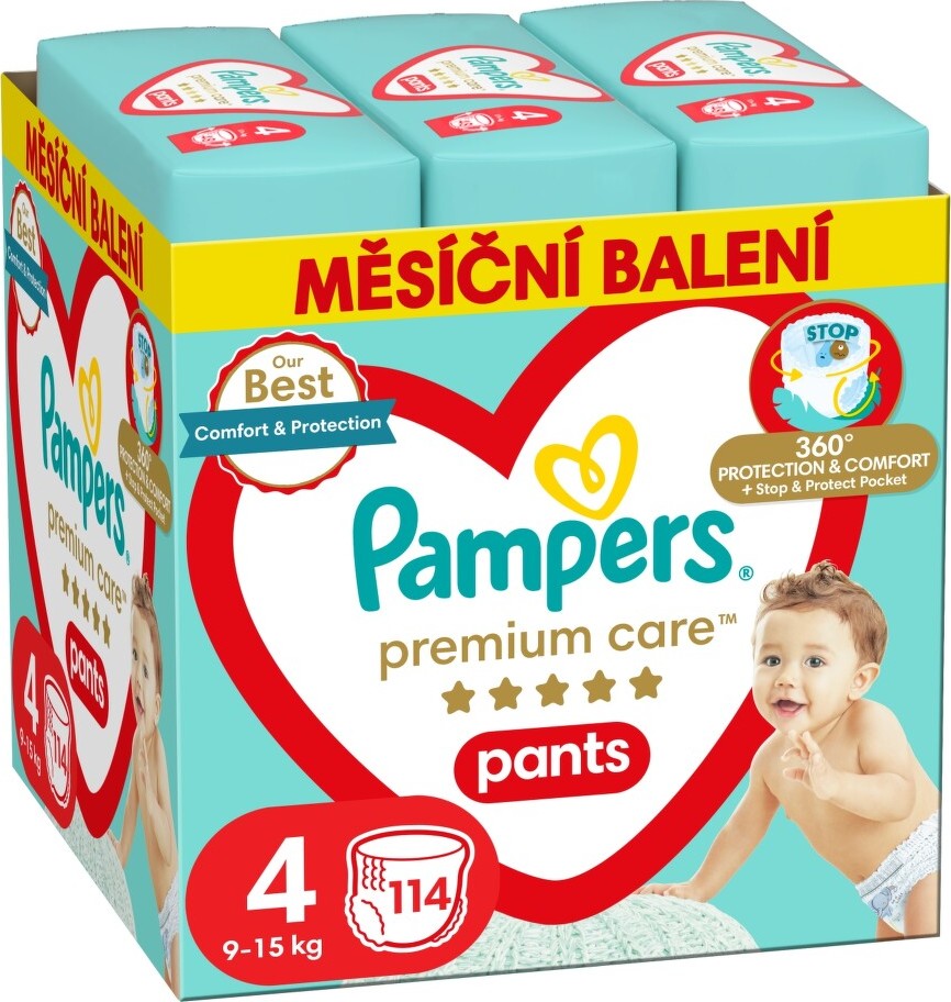 Pampers Premium Care kalhotkové plenky měsíční balení S4 114ks