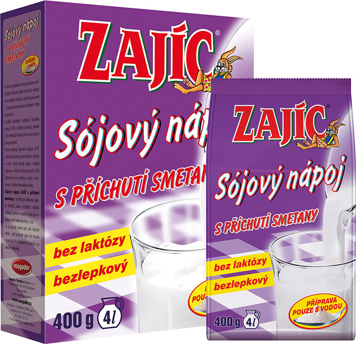 Sójový nápoj Zajíc s příchutí smetany sáček 400g DOYPACK