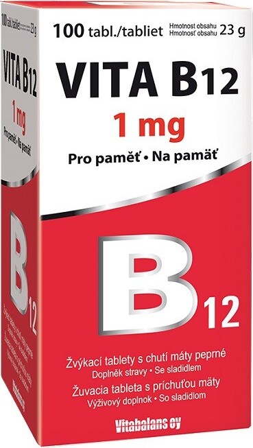 Vita-B12 1mg s příchutí máty žvýkací tbl. 100