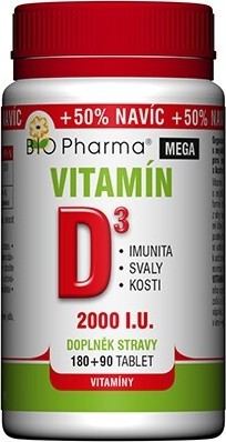 Vitamín D3 Mega 2000 I.U. tbl.180+90 Bio-Pharma