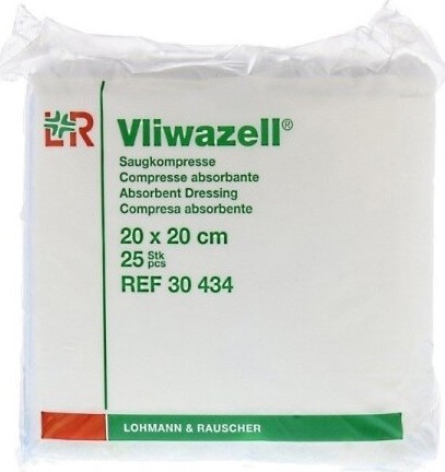 Vliwazell Komprese nesterilní vysoce absorpční 20 x 20cm 25 ks