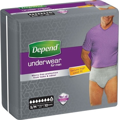 Depend Super inkontinenční kalhotky vyšší pas muži vel.S/M 10 ks