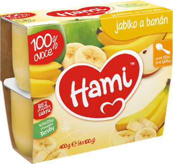 Hami 100% ovoce jablko a banán 4x100g 4M+