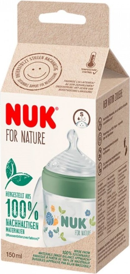 Nuk láhev kojenecká For Nature s kontrolou teploty zelená 150 ml