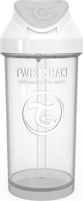 Twistshake Lahev netekoucí+brčko 360ml 6m+ bílá