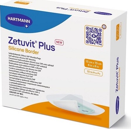 ZETUVIT PLUS SILICONE BORDER 15X15 CM