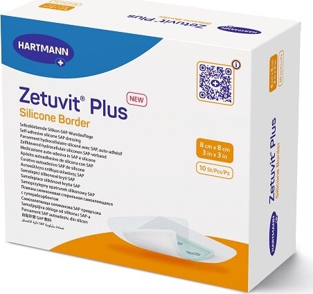 ZETUVIT PLUS SILICONE BORDER 8X8 CM