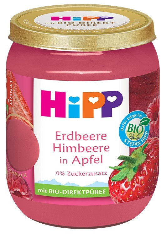 HiPP Jablka s jahodami a malinami BIO 4/6m 160g
